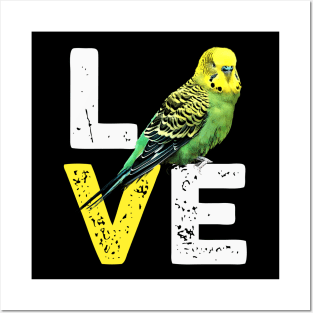 Yellow Budgie Love funny Posters and Art